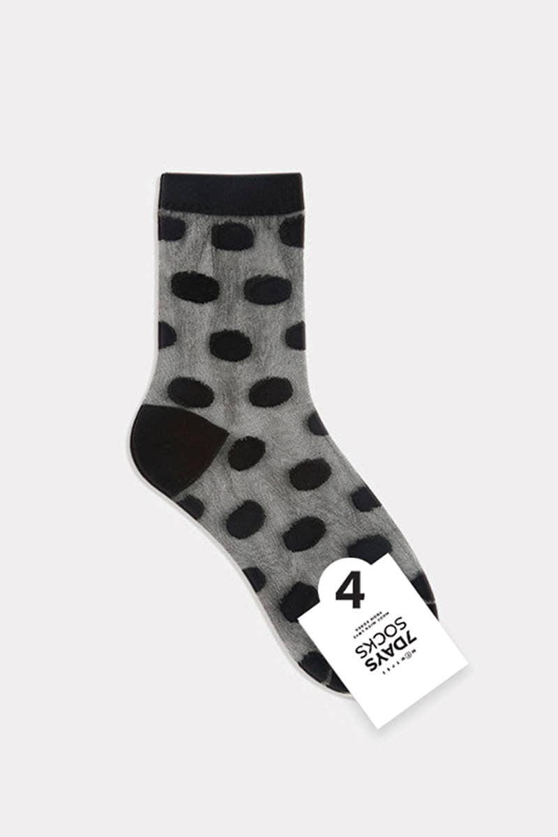 Women's Crew See-Through Basic Dot Socks