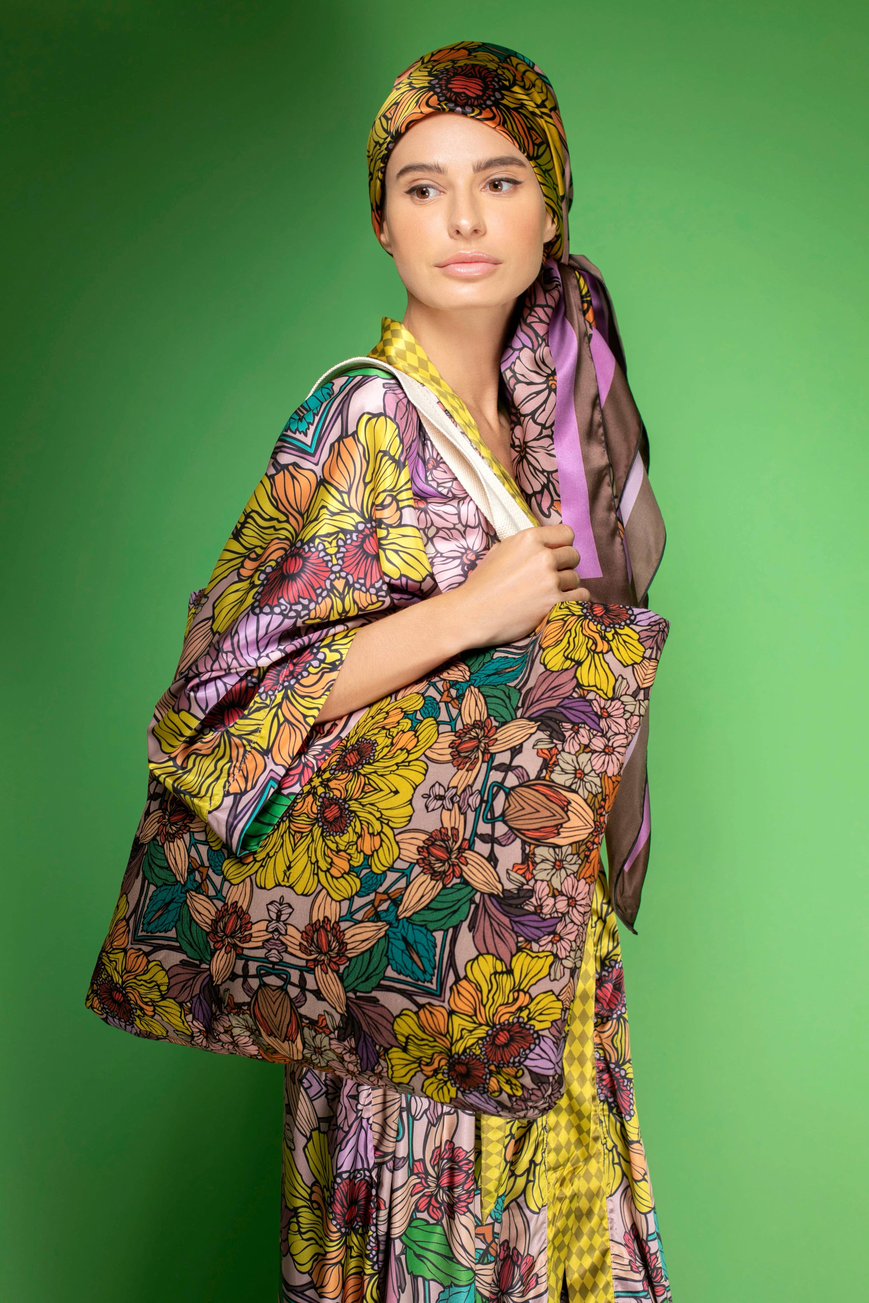 ED-013F-Golden Garden Delights silk scarf