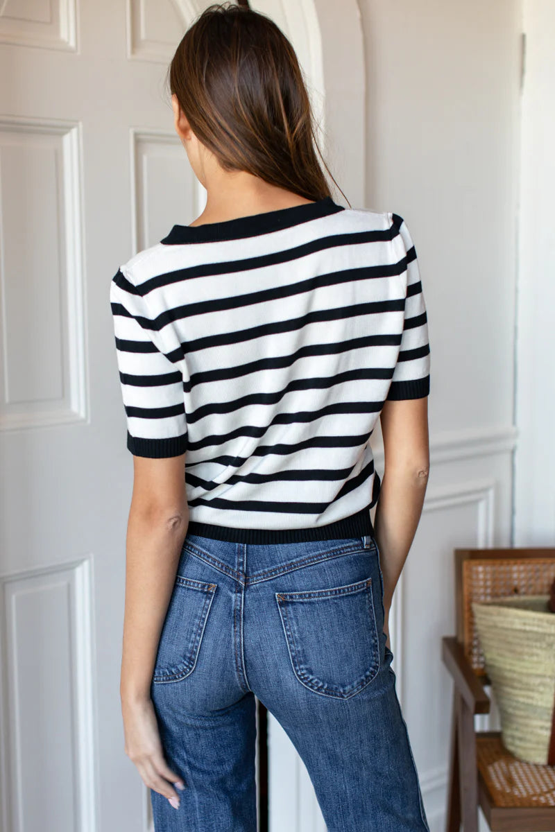 Luxe emerson knit top stripe