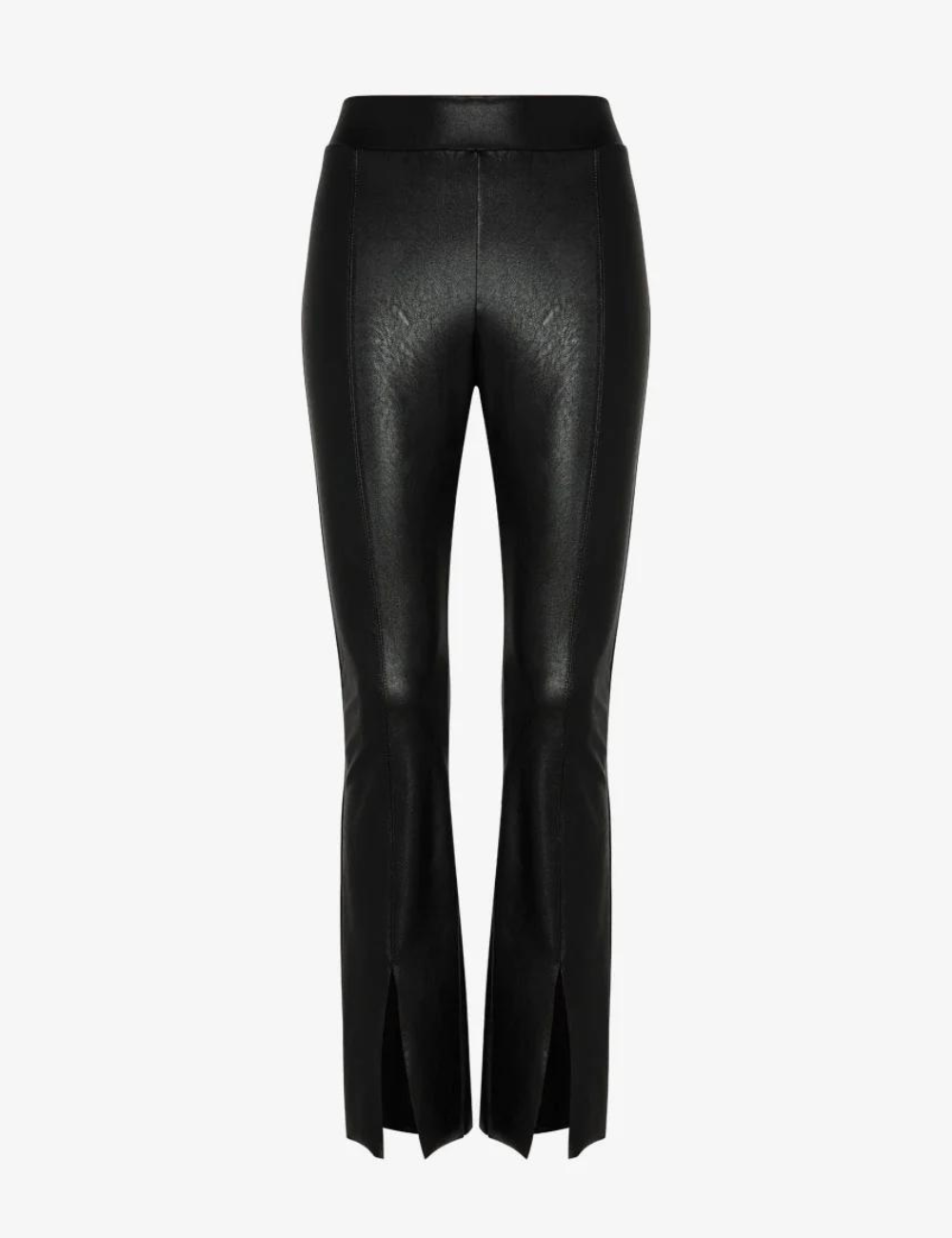 Faux leather split front pant