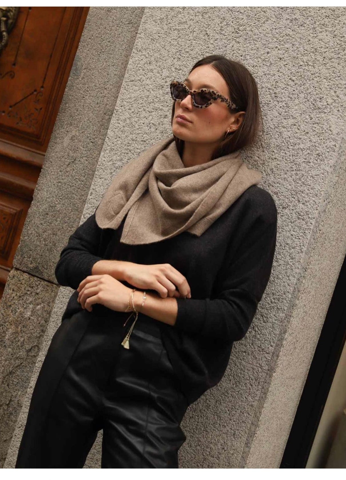 Asymmetric cashmere scarf