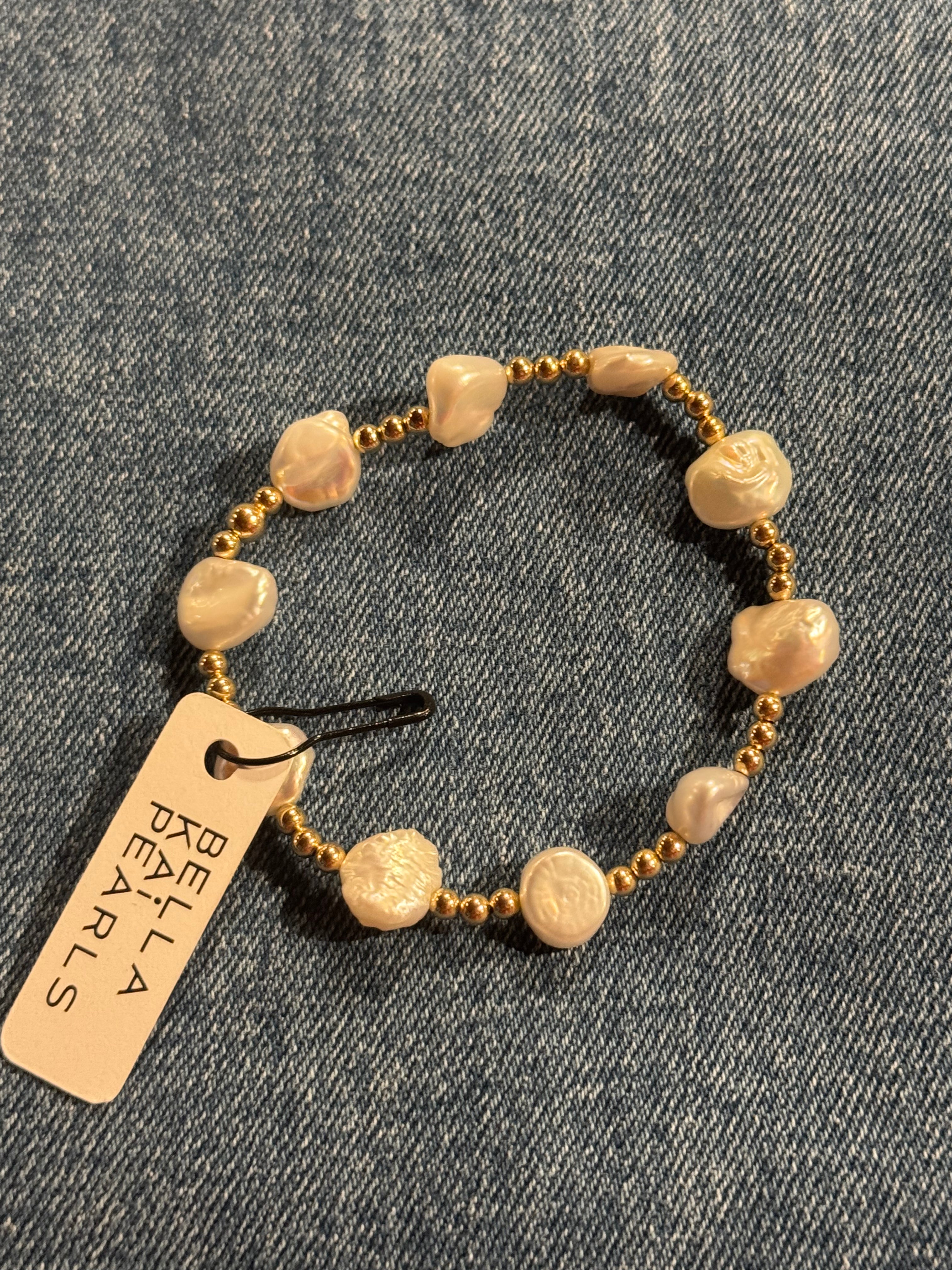 Keshi pearl stretch bracelet