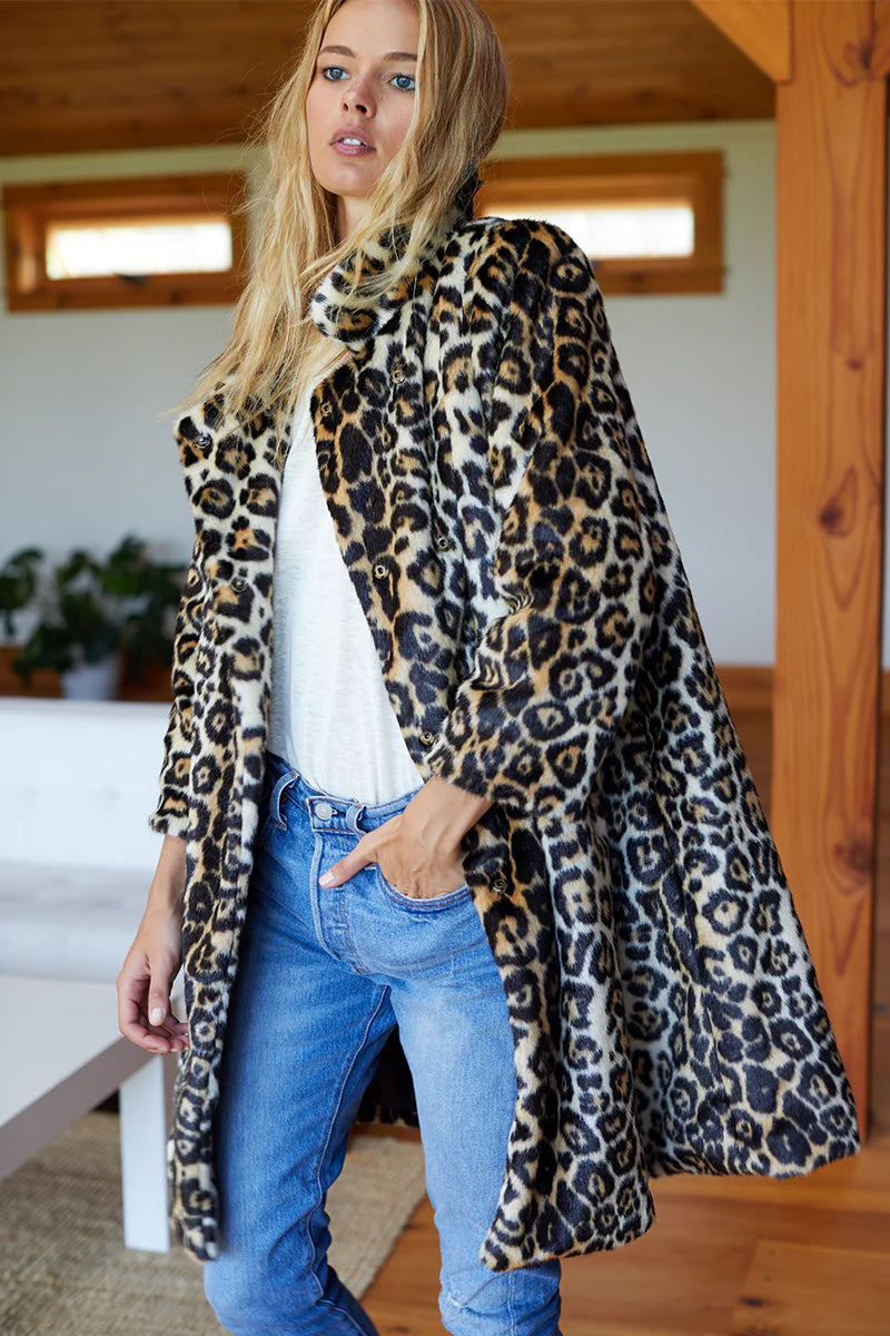 Vegan leopard coat