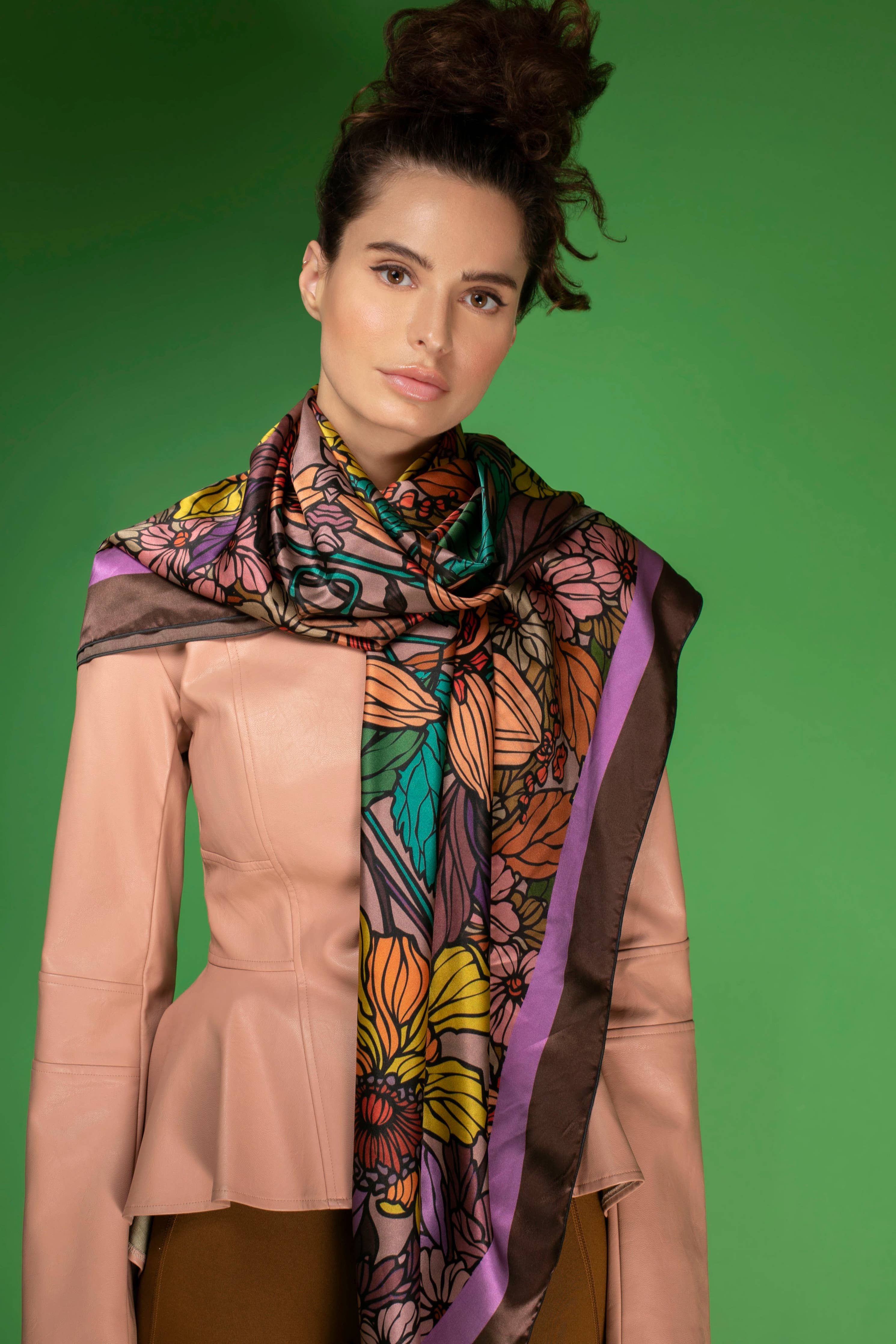 ED-013F-Golden Garden Delights silk scarf